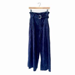 & Other Stories Navy Corduroy High Rise Wide Leg Belted Pants
